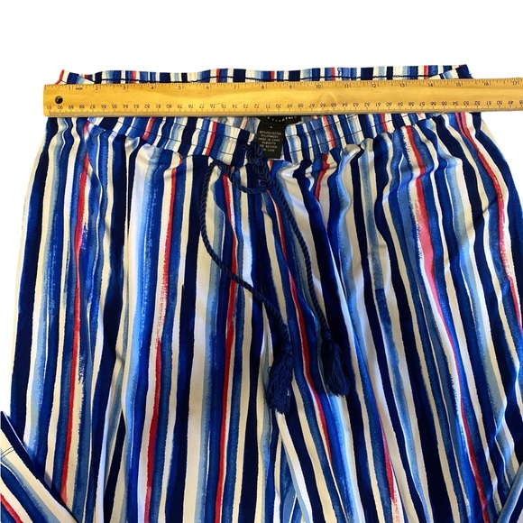 Grace Elements Wide-Leg Palazzo Pants L Blue Red White Striped Elastic Waist - Picture 4 of 7